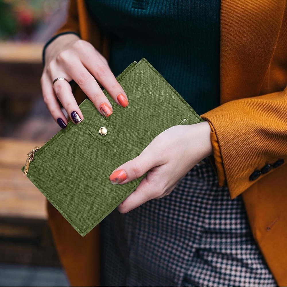Travelambo Olive Green RFID Blocking Bifold Multi-Card Wallet Organizer
